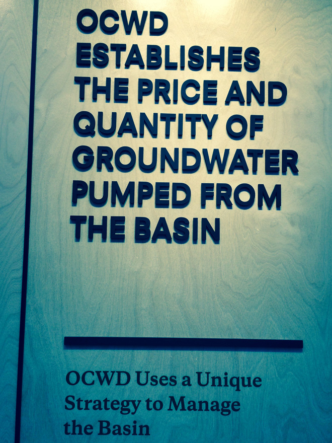 Sign saying OCWD Establishes Price & Quantity of GW